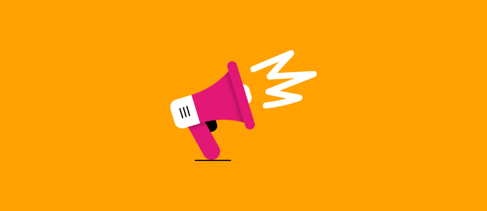 Illustration of a megaphone on yellow background