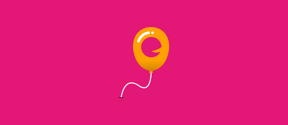 Yellow balloon with pink background and see me logo