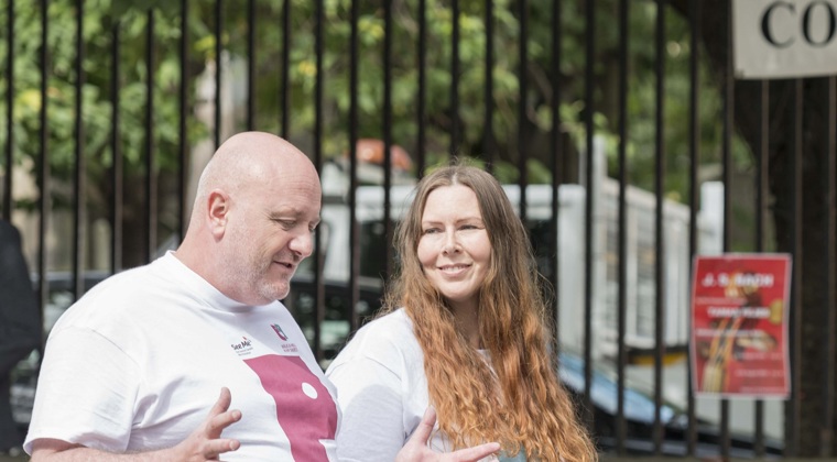 Chris on the Royal Mile with See Me Volunteer Tracey King PIC BY OLIVER HENDERSON.jpg