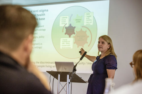 See Me director Wendy Halliday presenting